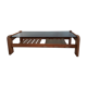 Table basse pin et verre fumé