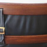 Cadett 3-seater sofa in teak and leather by Eric Merthen, Sweden 1960s