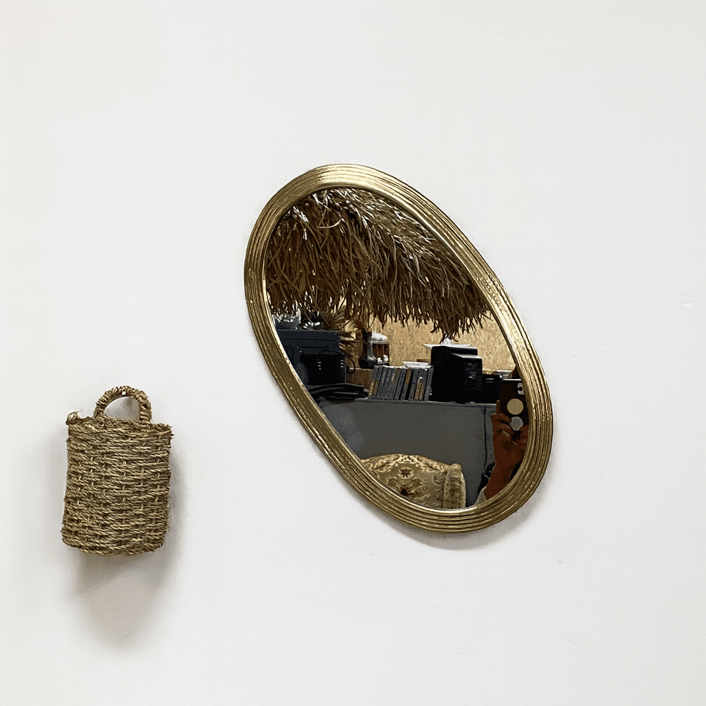 Oval brass mirror