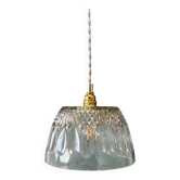 Suspension abat-jour vintage en verre travaillé - collection vaisselle