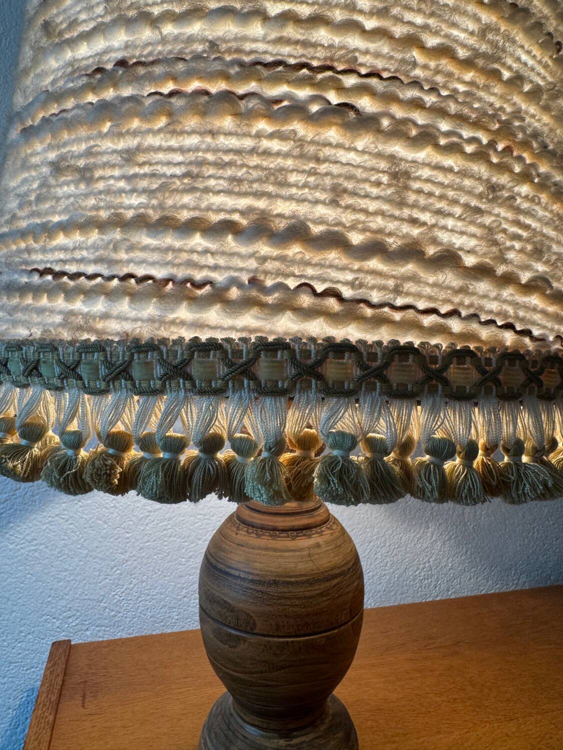 Turned wood lamp from the 60s