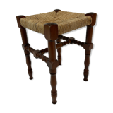 Tabouret en osier vintage