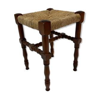 Tabouret en osier vintage