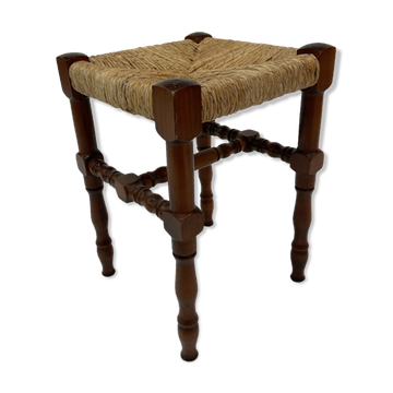 Tabouret en osier vintage
