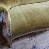 Three-seater velvet canapé in green, Louis Philippe style, 19th century.