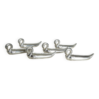 Set of 6 silver-plated swan-shaped knife rests, 1960