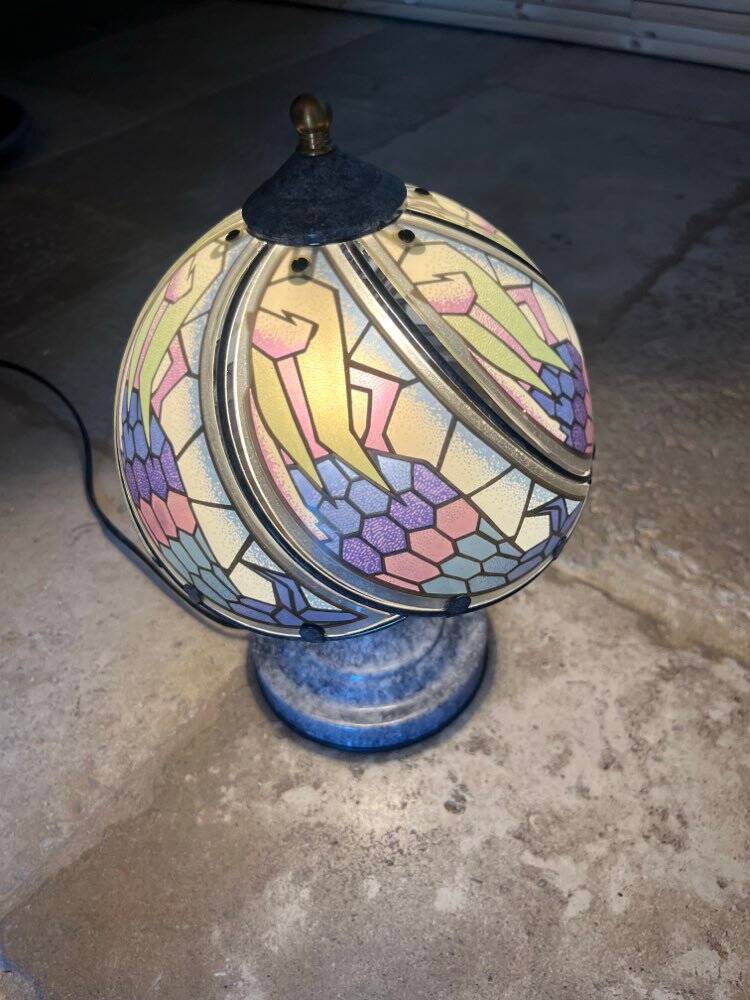 Vintage metal and glass lamp