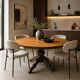 Solid oak dining table, also known as a monastery table, with a sturdy central pedestal, heavy-duty construction