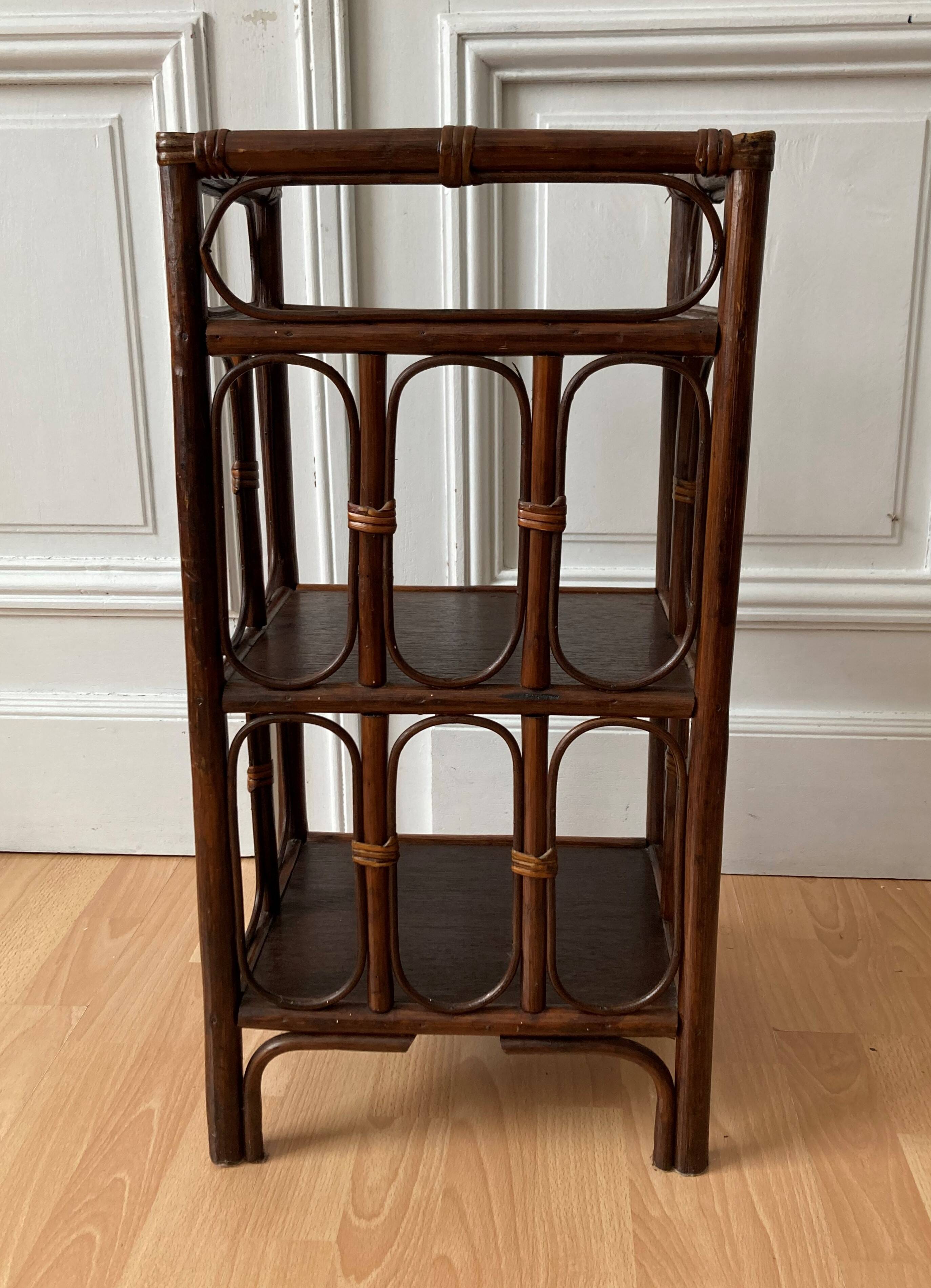 Rattan shelf vintage bamboo 60s