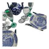 Set of 2 flat plates pyroblan blue