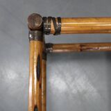 Vintage bamboo coffee table with smoked glass top