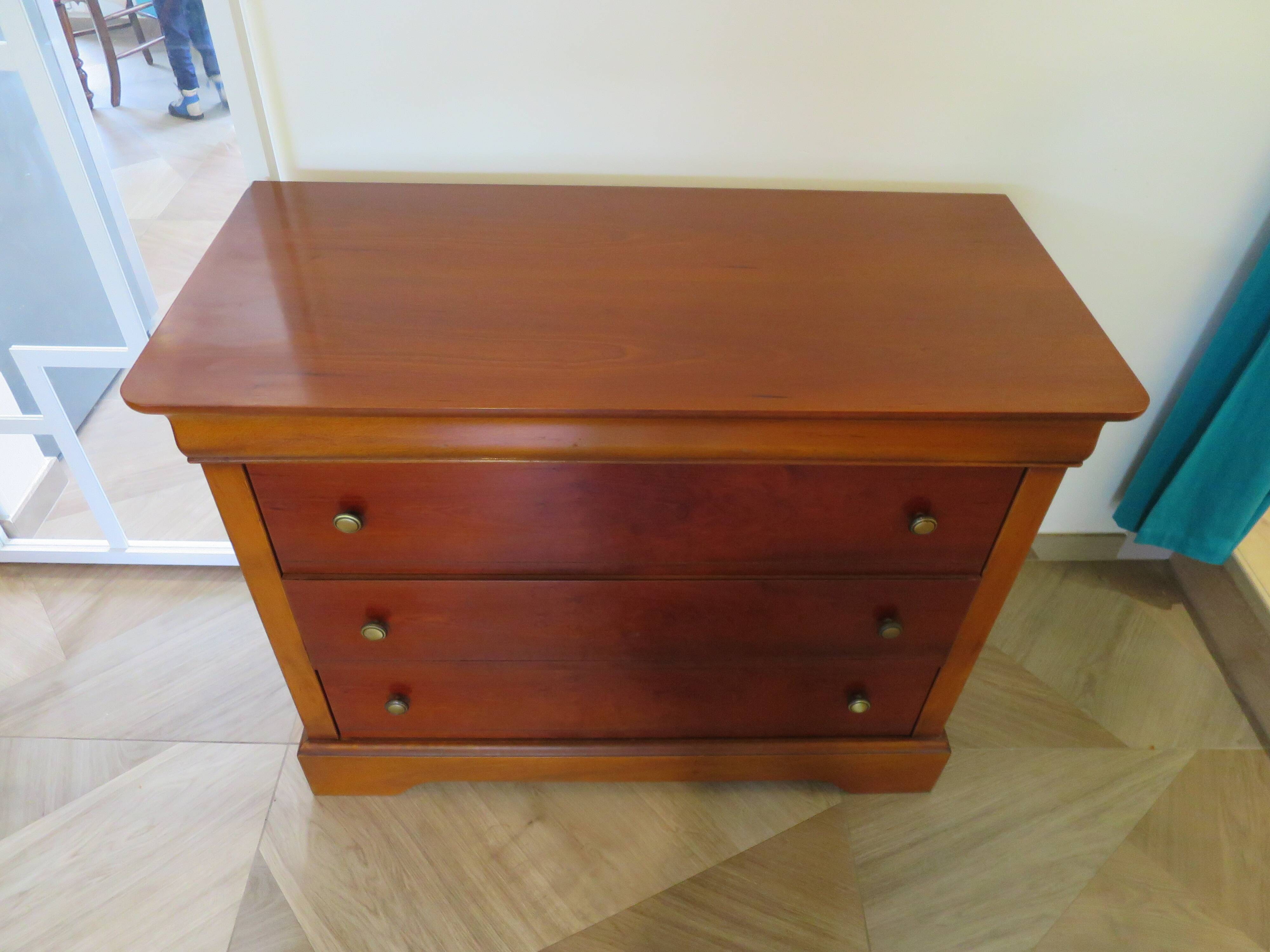 3-drawer chest of drawers with ogee - Louis Philippe style - 80s