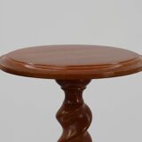 Solid oak Art Deco side table or pedestal with twisted base, France 1940s
