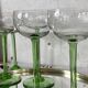 6 Alsace green footed crystal wine glasses engraved