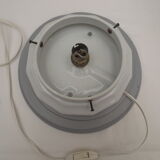 White globe table lamp support grey wood bead