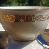 Serving of 8 golden porcelain coffee cups Villeroy and Boch Saar 50s/60s