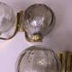 Mid century pair of brass and glass double wall lights, 1970s