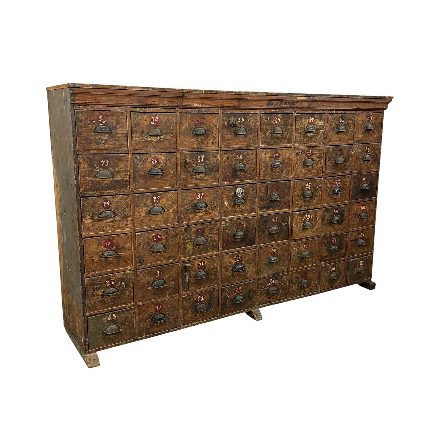 Large Antique Bank of Drawers – 48 Drawer Industrial Cabinet