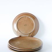 Set of 4 large flat plates in stoneware, Brenne stoneware, 1970.