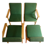 Set of 4 green Danish armchairs