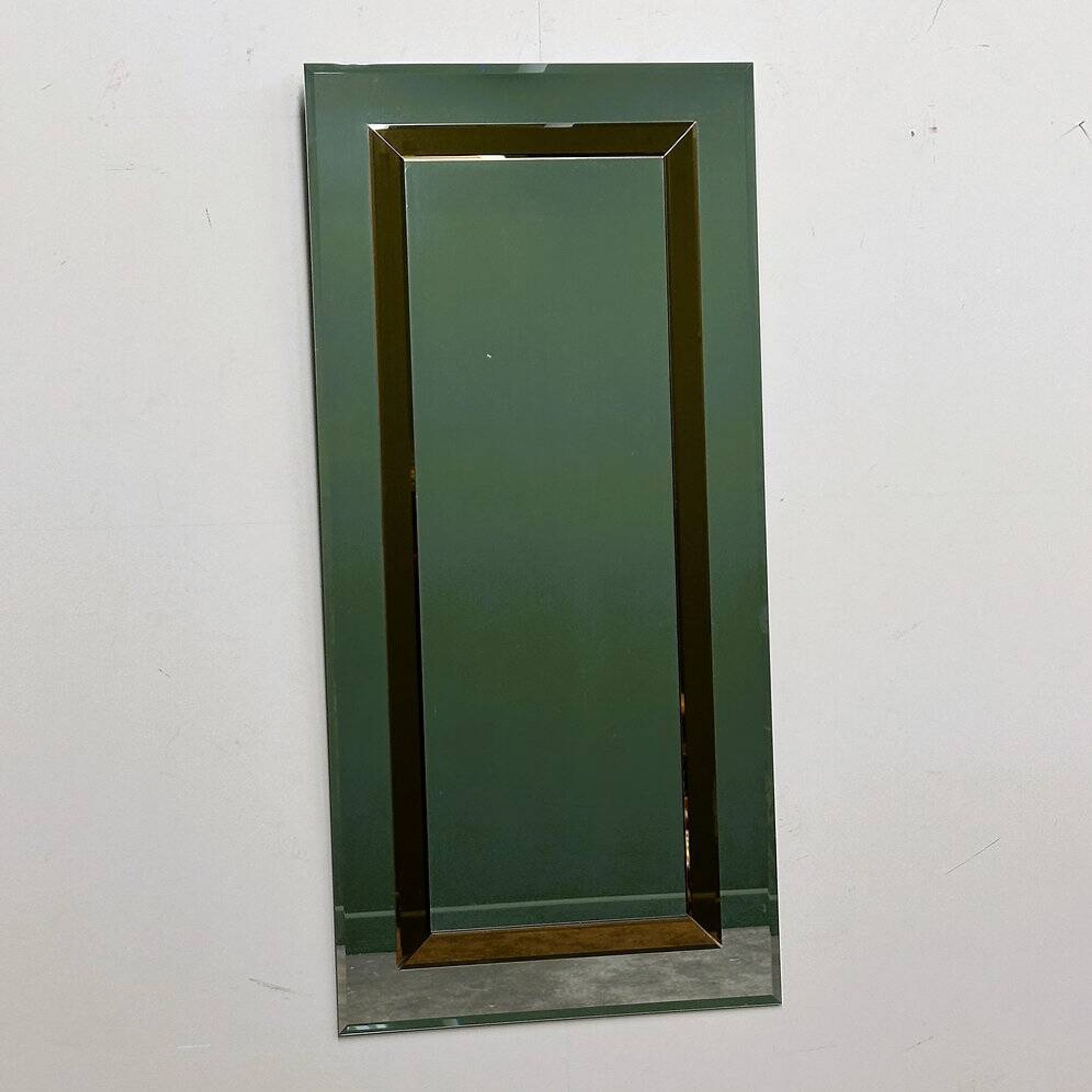 Large German beveled mirror with bronze-tinted border by Schöninger, 1980s