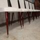 6 white leatherette and mahogany art deco style chairs, 1950