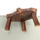 Brutalist tripod coffee table in solid teak – 1970s