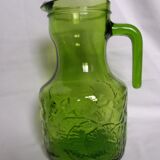 Pichet carafe à orangeade d'Italie en verre vert