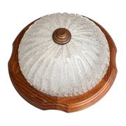 Italian ceiling lamp from the 1970s | ice glass and wood Mid Century Modern