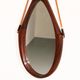 Mid-century Italian oval mirror in curved teak, rope and leather, 1960s