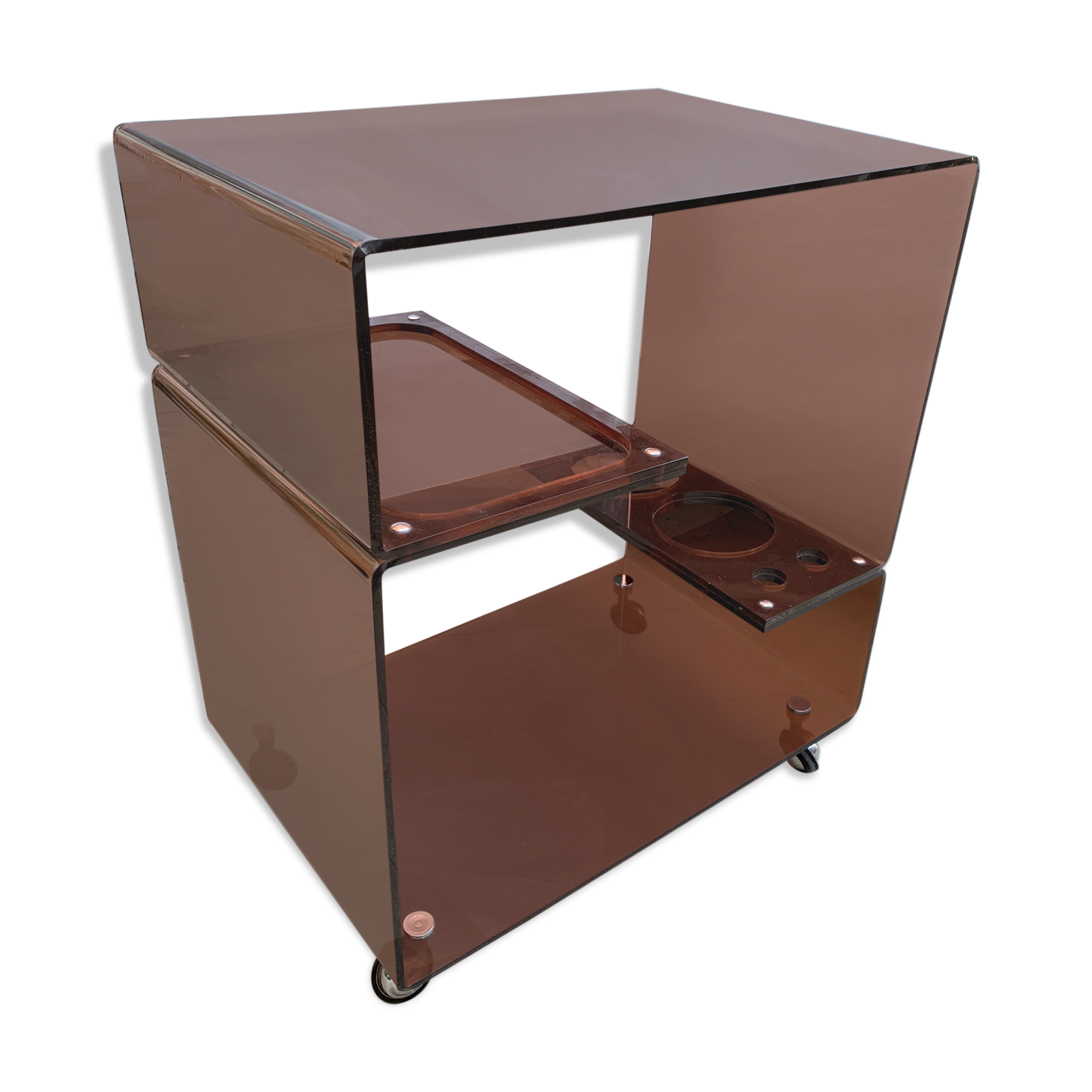 Smoked Plexiglas Rolling Bar 70 Selency