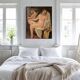 Oil painting on canvas of a nude woman in Art Deco style, old portrait.