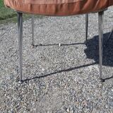 Pair of vintage armchairs of the 70s chrome and salmon fabrics