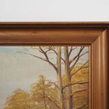 Painting „Two Birch by the Pond”, Scandinavian design, 1970s
