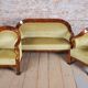 Empire Upholstered and Inlaid Walnut Living Room Set, Austria, 1810s, Set of 3