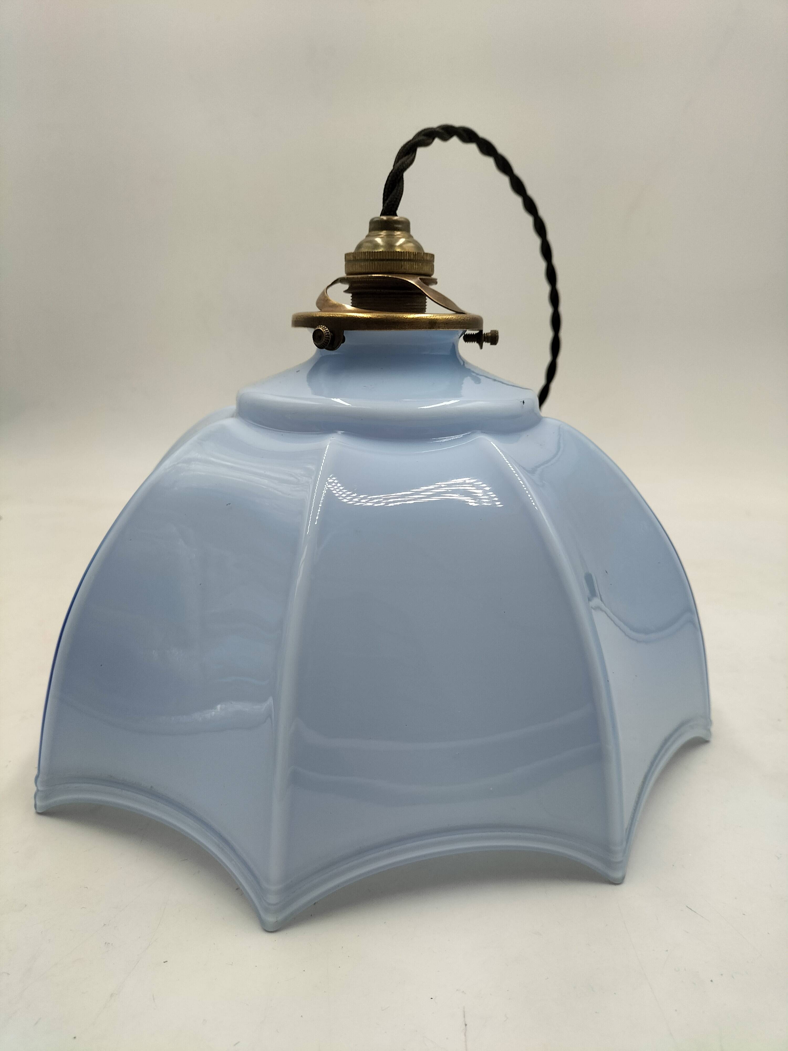 Blue opaline pendant light