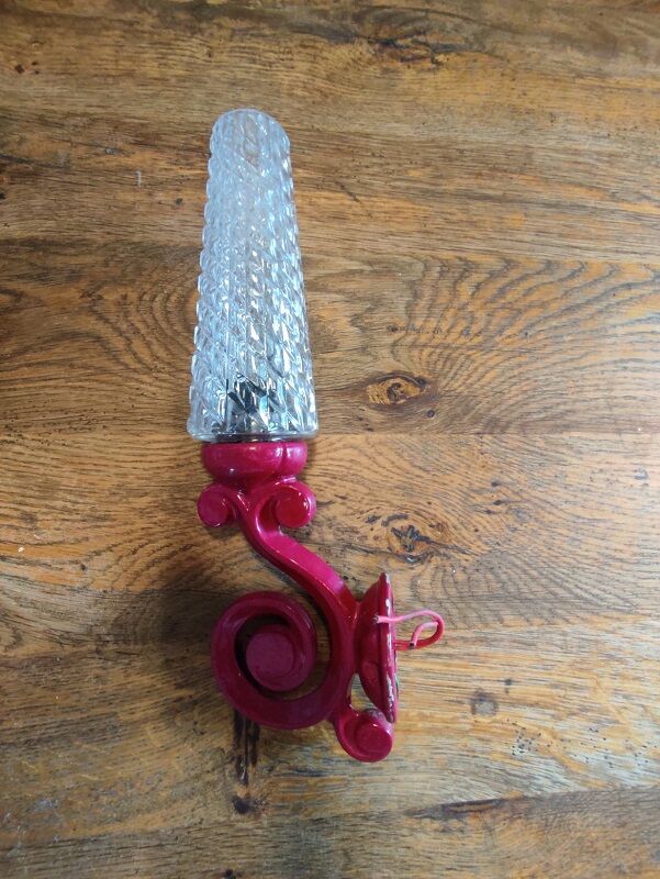 Metal wall lamp metal enamelled tulip in vintage antique molded glass DP 1021F70