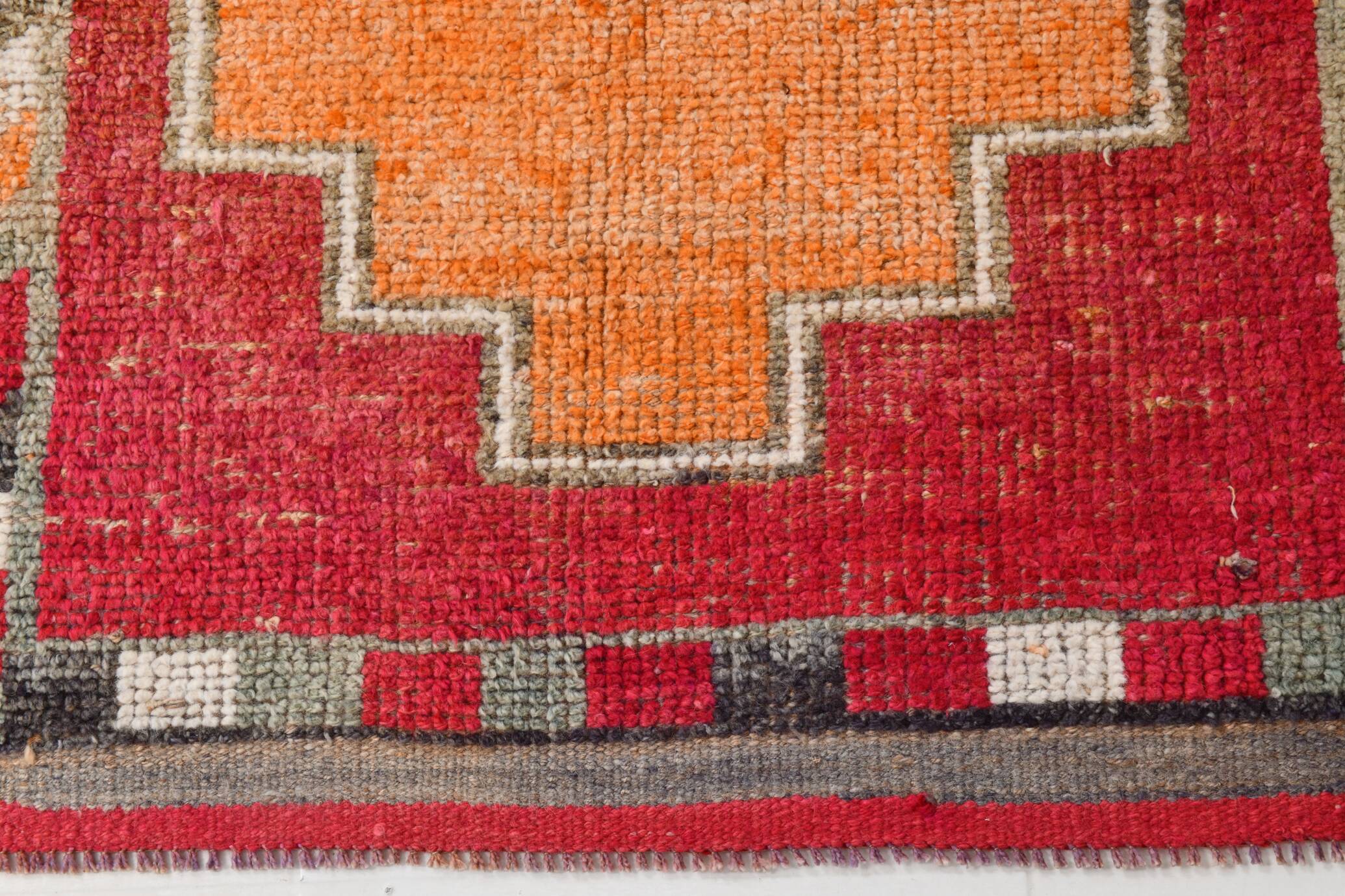 3x10 Orange & Red Turkish Vintage Runner Rug, 97x301Cm SK 22031