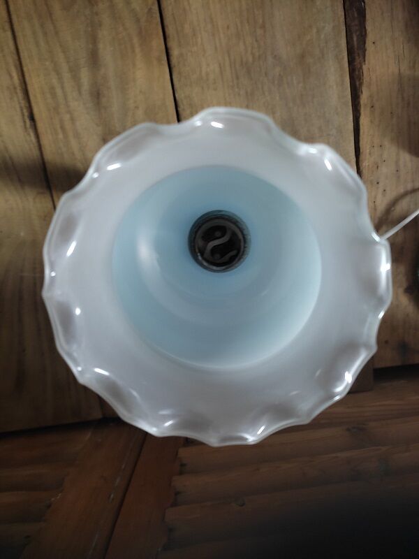 Lamp candlestick brass Tulip frosted glass bluish dp 1222101