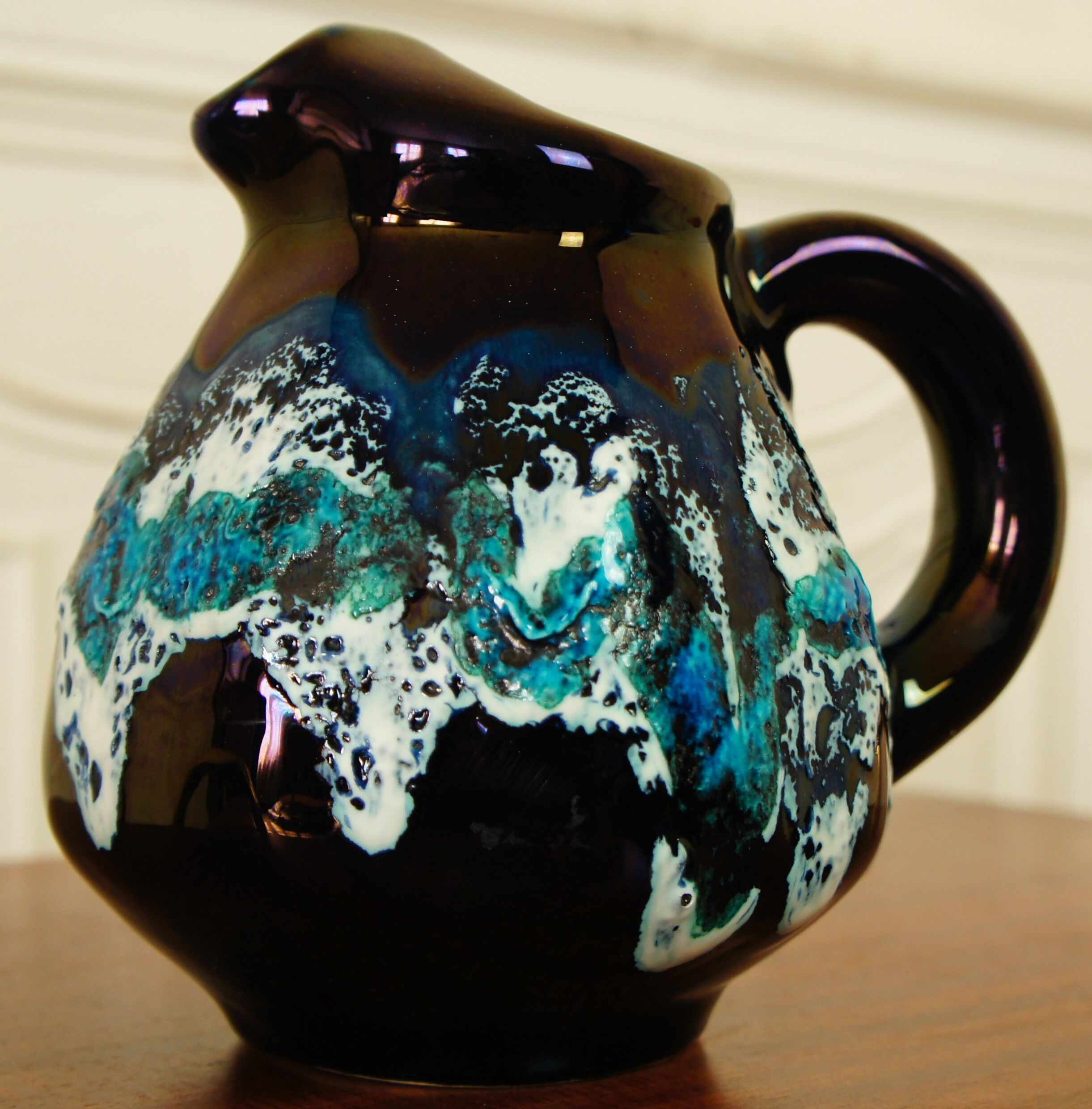 Fat Lava iridescent ceramic pitcher