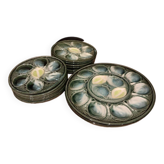 2 dishes and 12 oyster plates