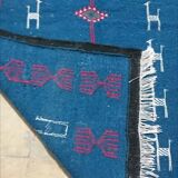 Tapis bleu en laine 195x110cm