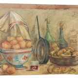 Roberto Pucci oil painting 50s painting on 2 sides landscape still life