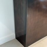 Console patine canon de fusil à plateau de travertin. Travail français. Vers 1970