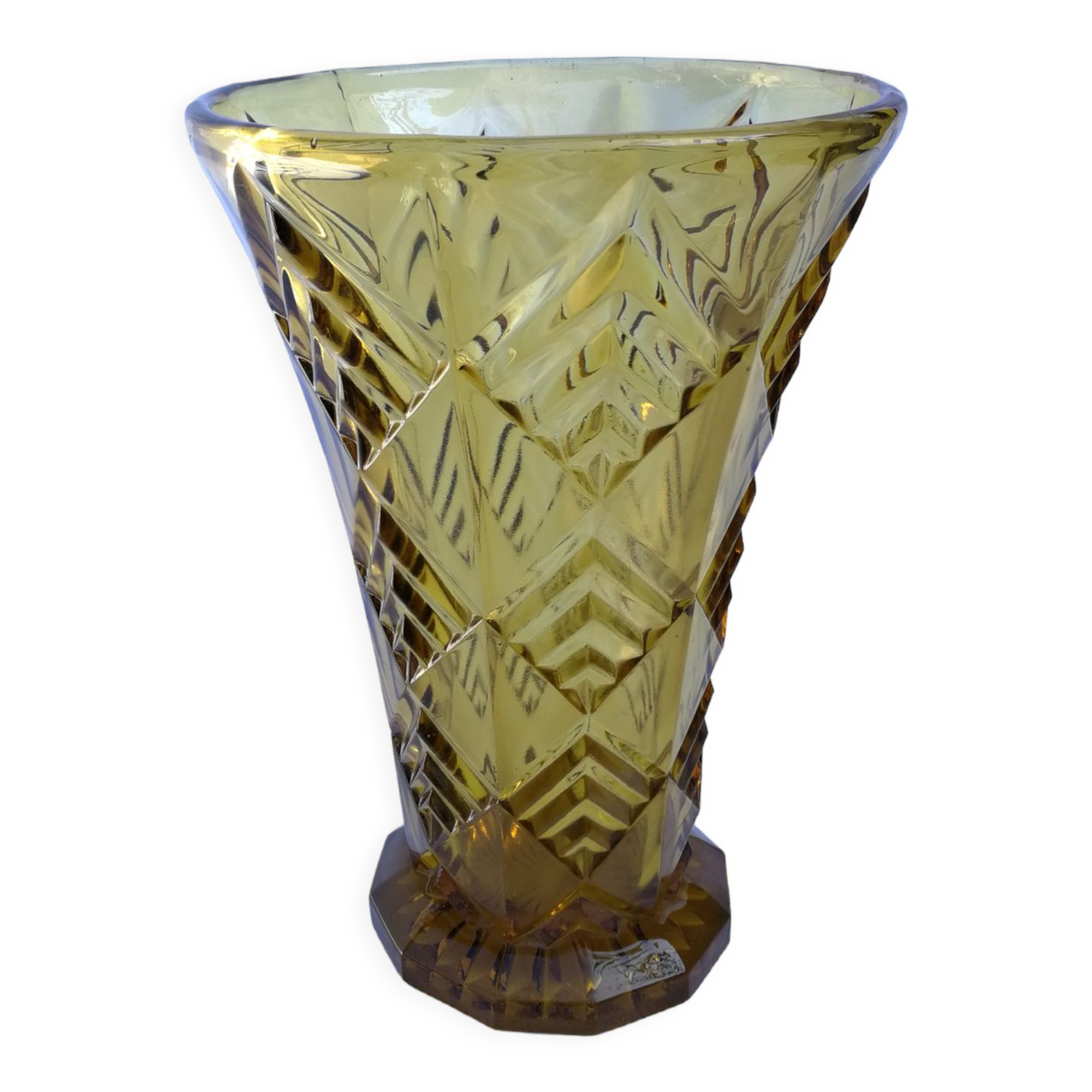 Amber molded glass vase