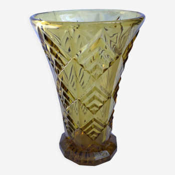 Amber molded glass vase