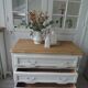 Vintage chest of drawers with pearl gray patina and waxed finish, 3 drawers, wooden top.