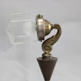 Lampe de bureau Sécession des années 1930, en laiton et verre, Tchécoslovaquie