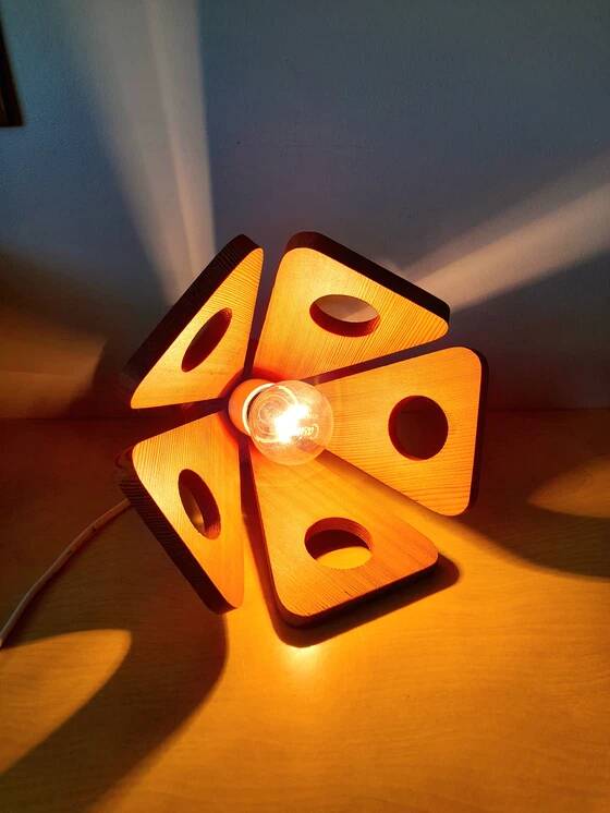 Scandinavian wooden flower lamp 1970