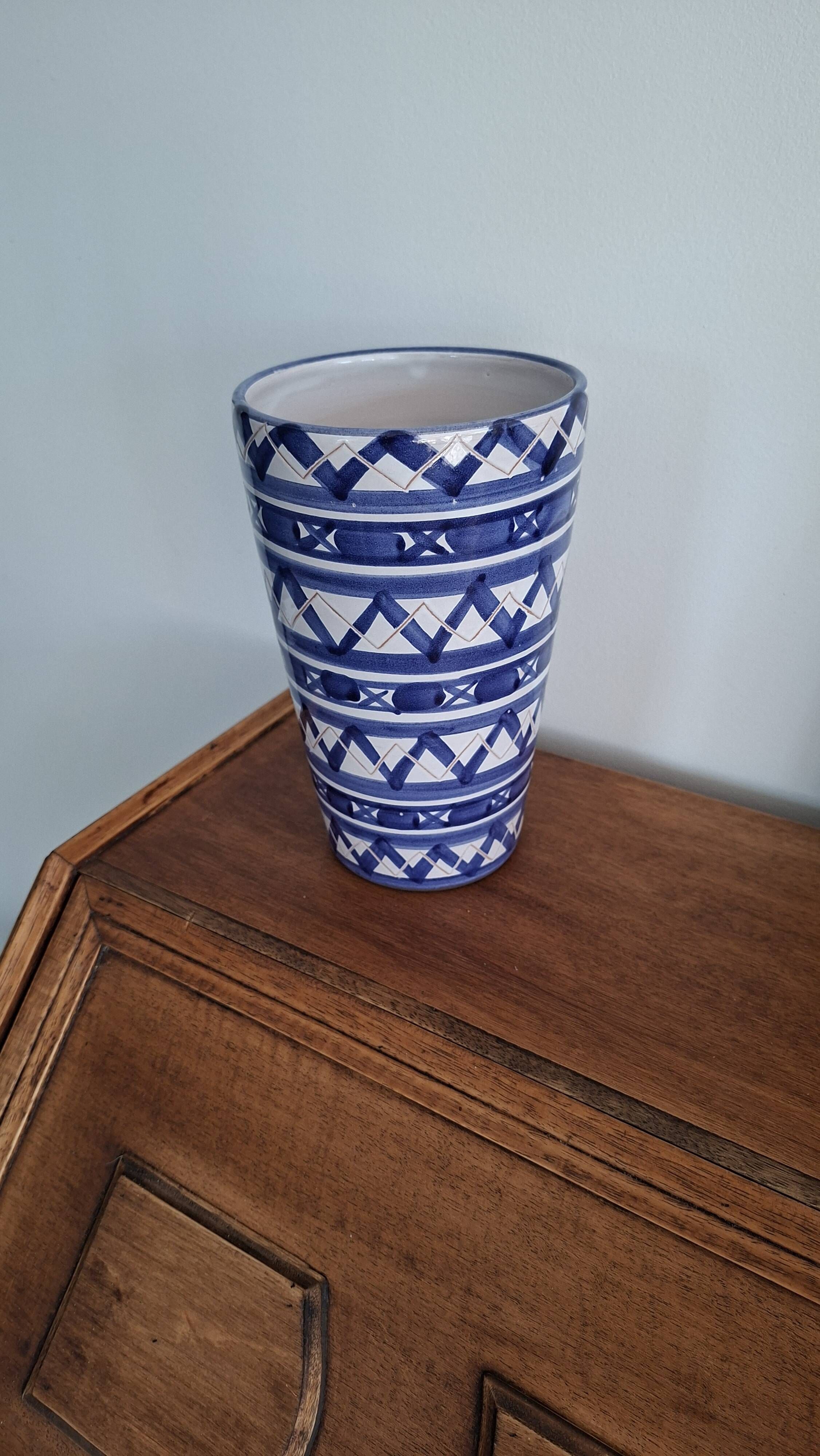 Blue and White Ceramic Decorative Vase Robert Picault